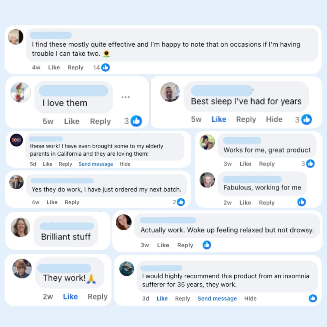 Verified SLEEPZZZ customer reviews on Facebook
